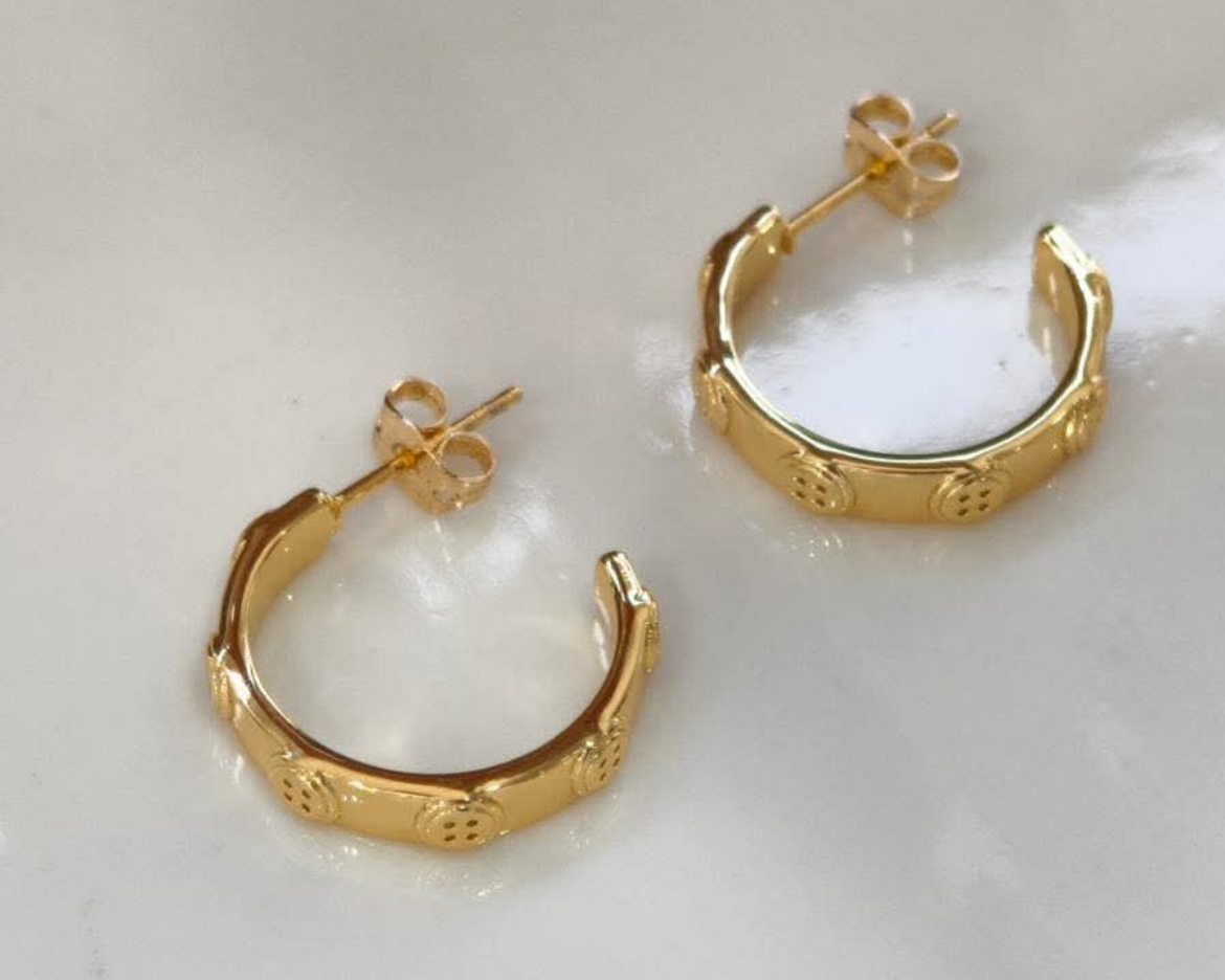 Button Hoop Earrings